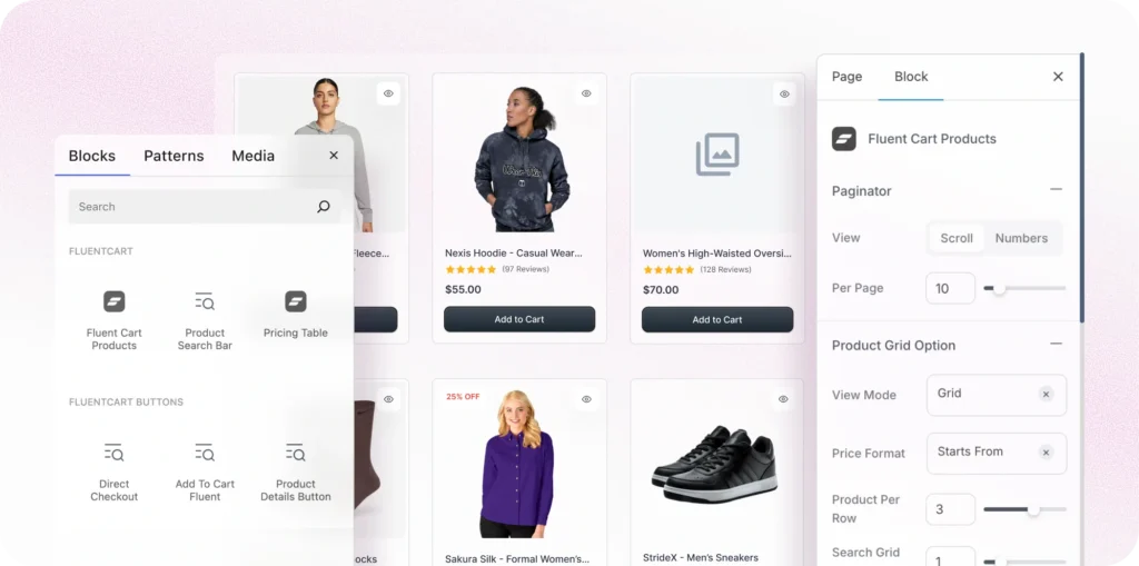 FluentCart store design options
