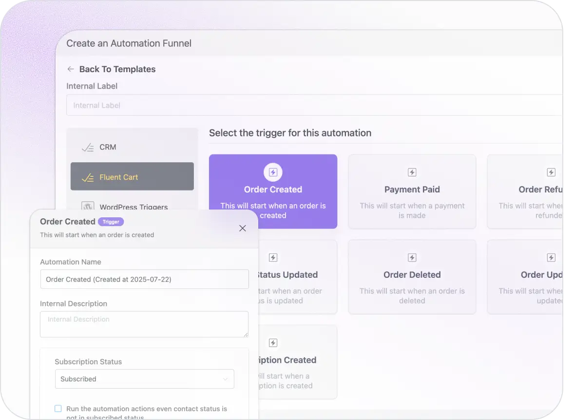 Set Automation with FluentCRM
