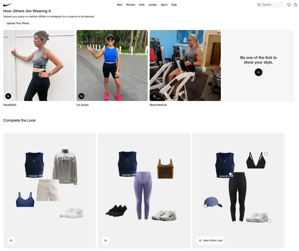 Upselling Example: Nike – “Complete the Look”