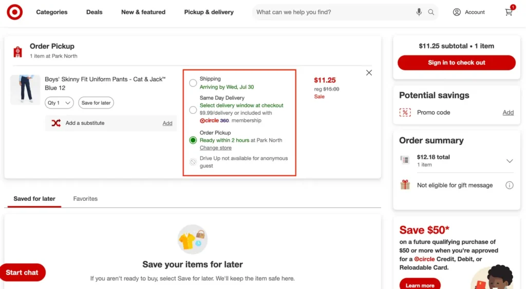 Target provides flexible delivery option to reduce cart abandonment