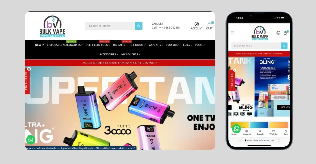 bulk Vape- Example for Best eCommerce Websites
