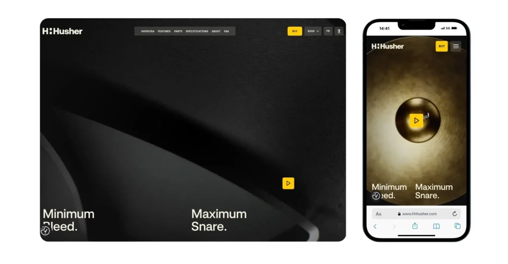 H:Husher- Example for Best eCommerce Websites