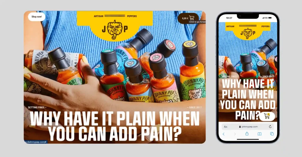 Johnny Pep- Example for Best eCommerce Websites
