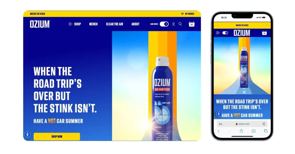 Ozium- Example for Best eCommerce Websites