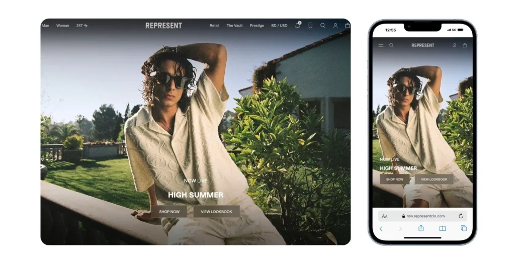 Represent- Example for Best eCommerce Websites