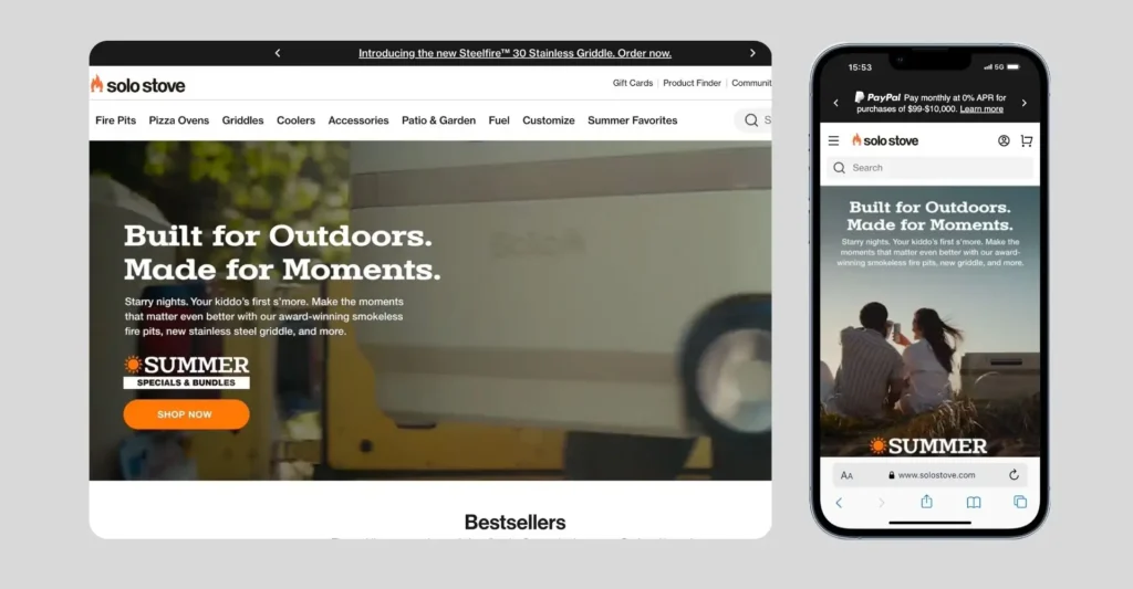 Solo Stove- Example for Best eCommerce Websites