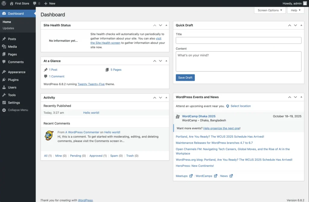 WordPress Dashboard