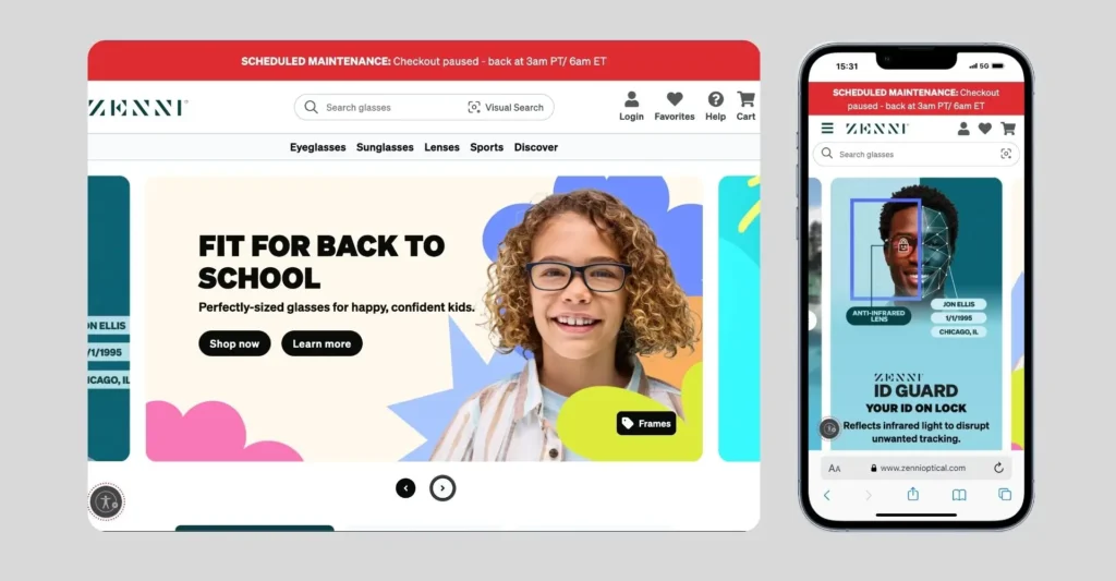 Zenni Optical- Example for Best eCommerce Websites