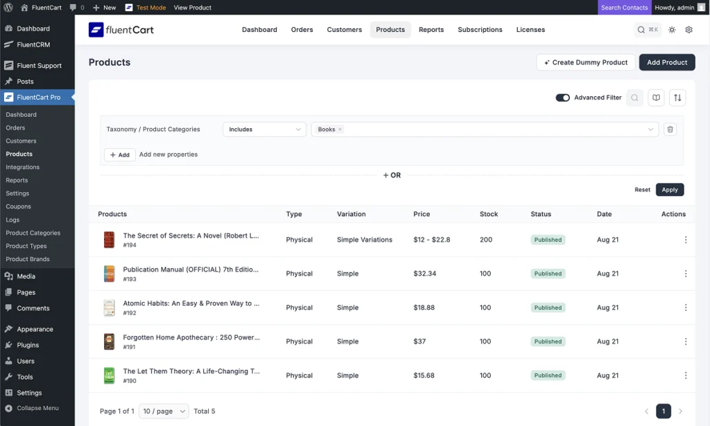 eCommerce system for book selling business