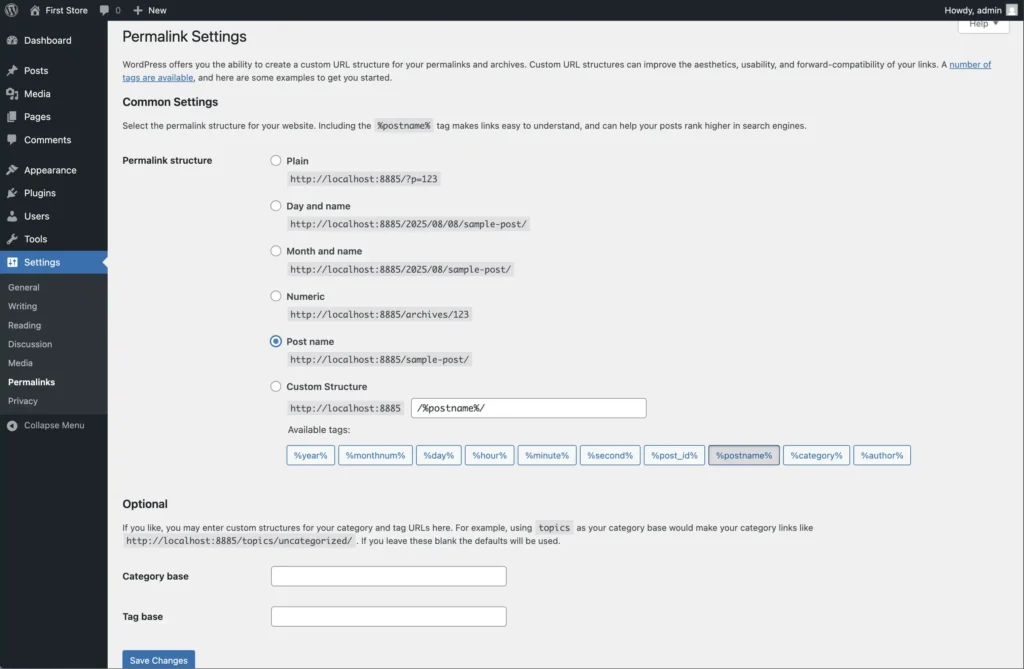 permalink settings
