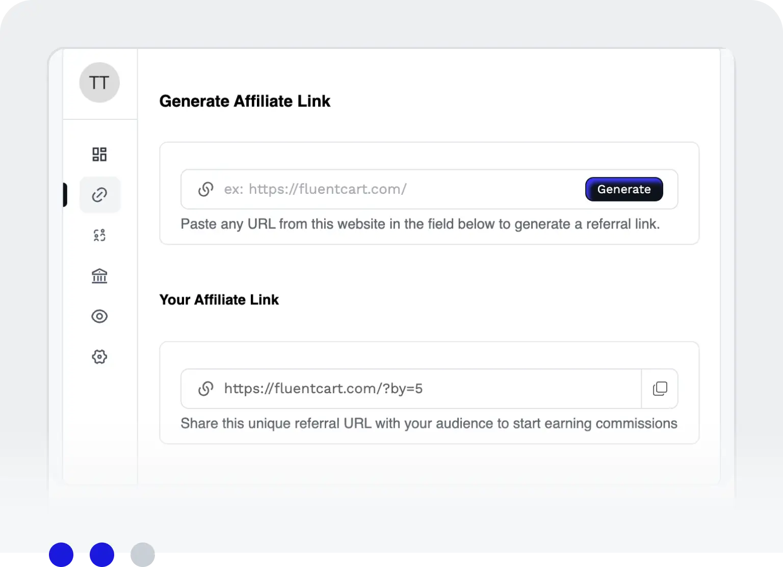 FluentCart affiliate program Link Generate
