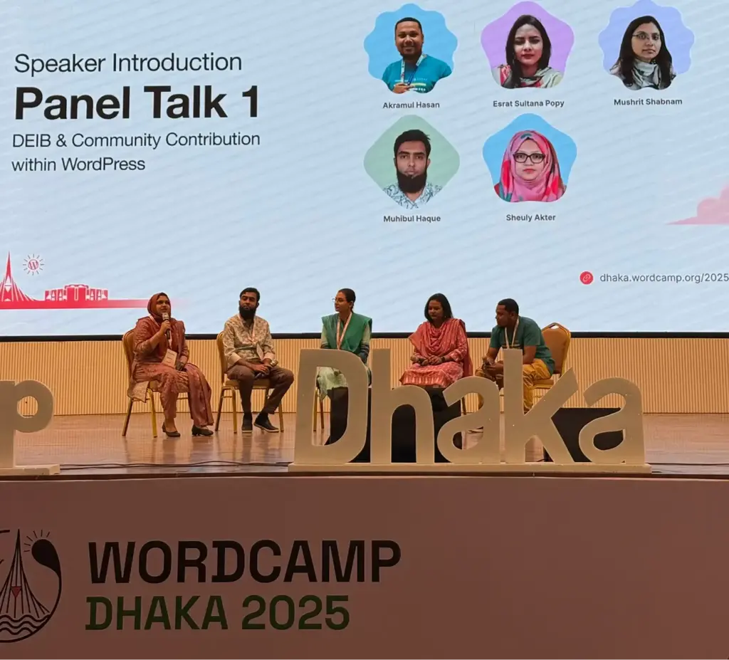panel Talk 1 at WordCamp Dhaka 2025: Sheuly Akter is speaking