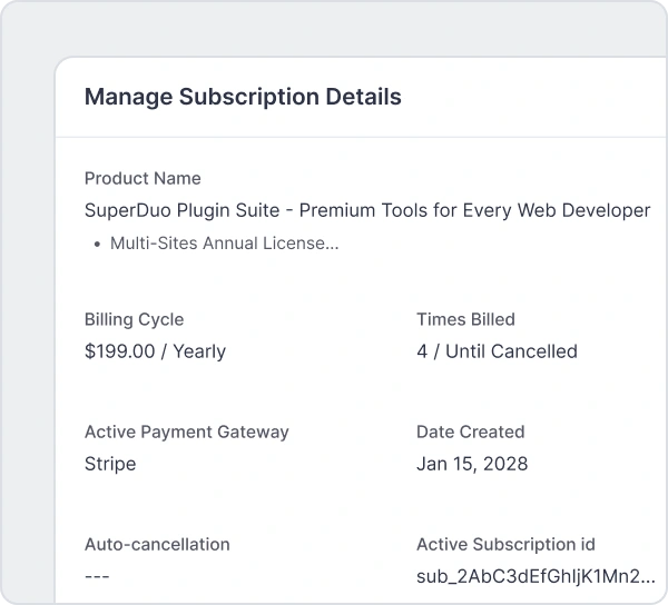 Manage Subscription Details