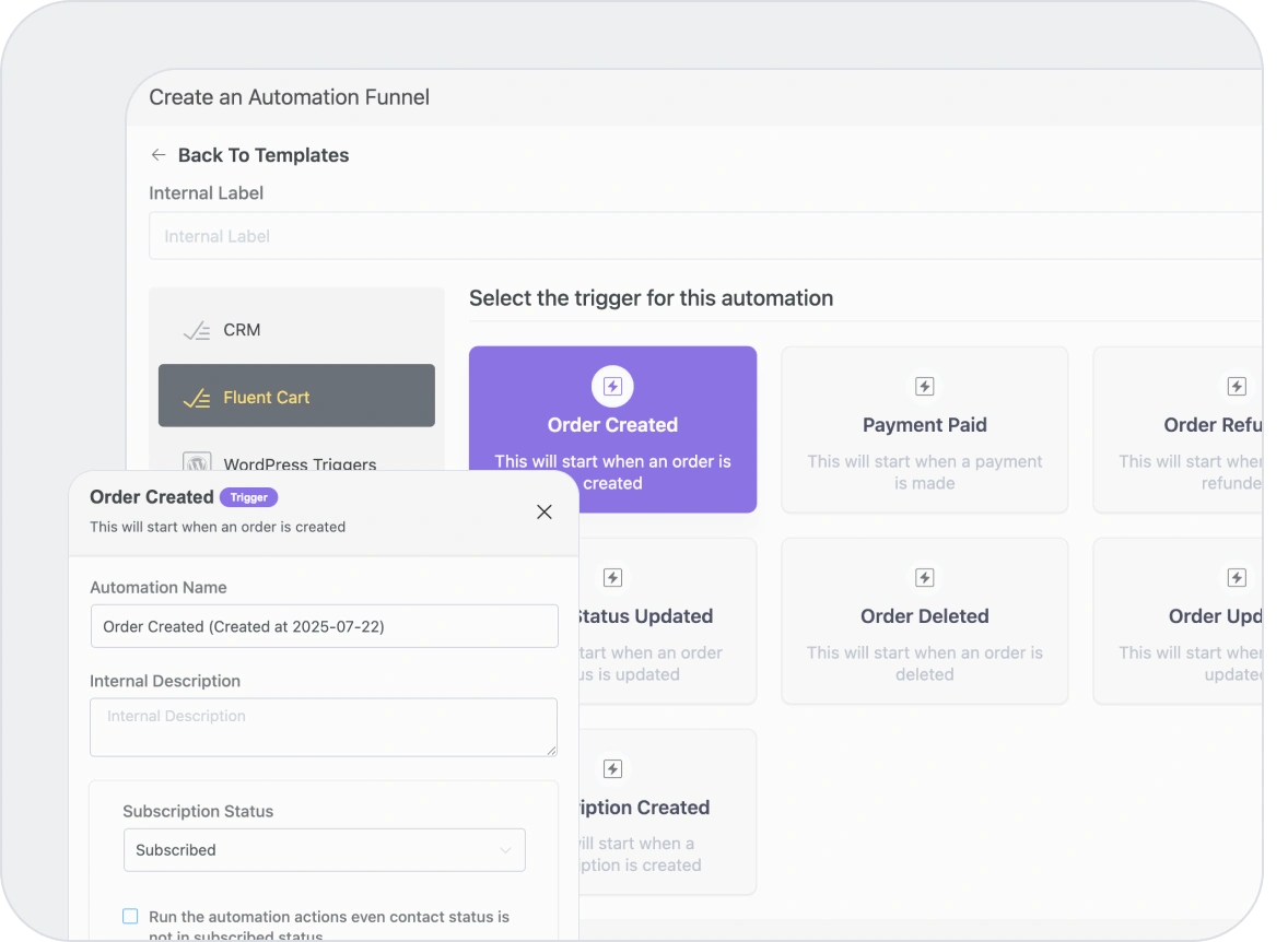 Set Automation with FluentCRM