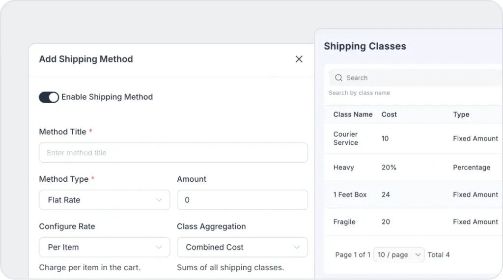 Shipping Methods & Classes