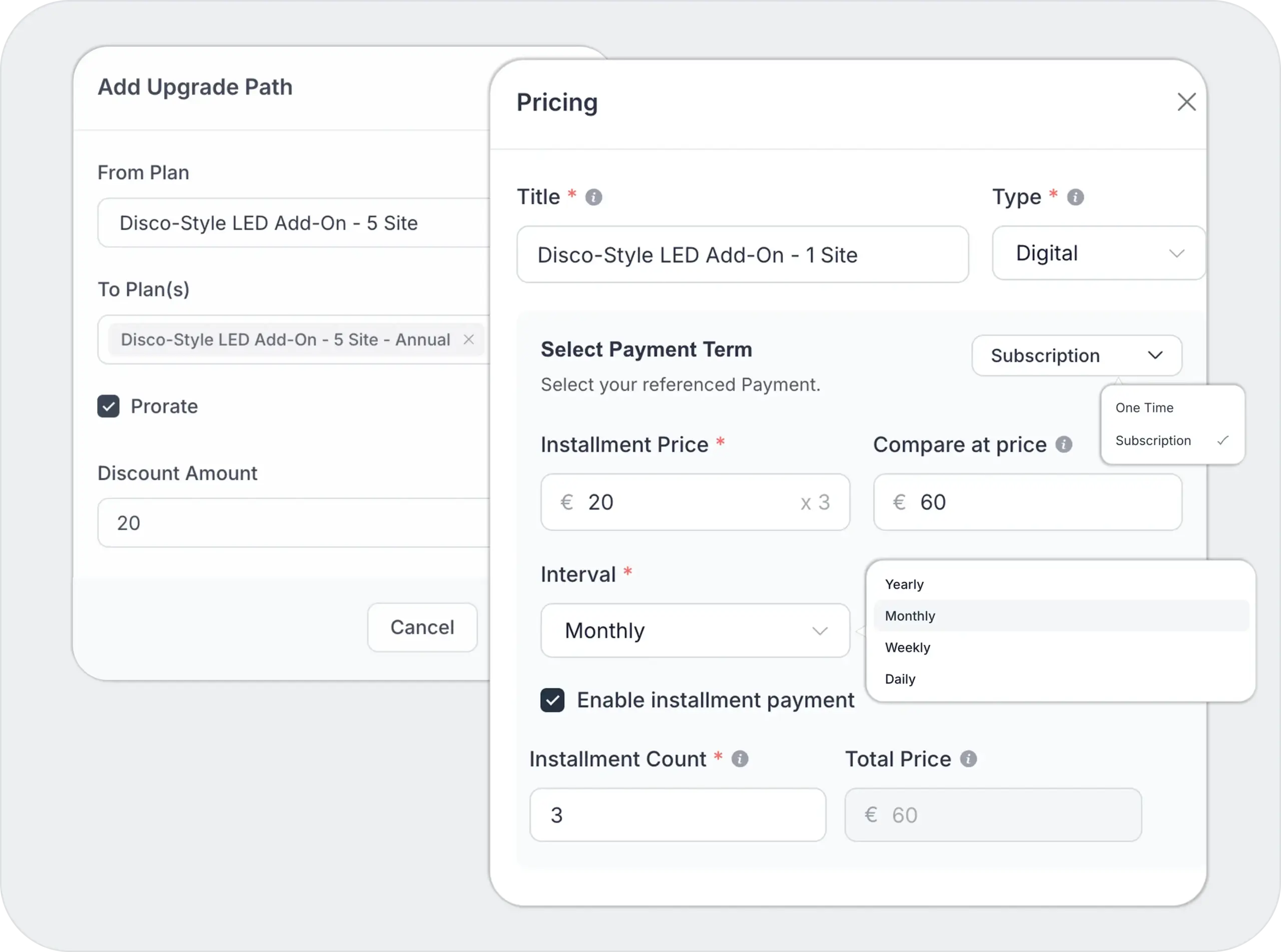 Subscriptions View