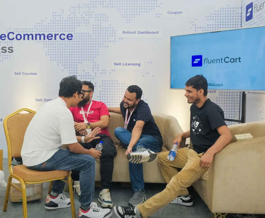 Networking in FluentCart Booth at WordCamp Dhaka 2025