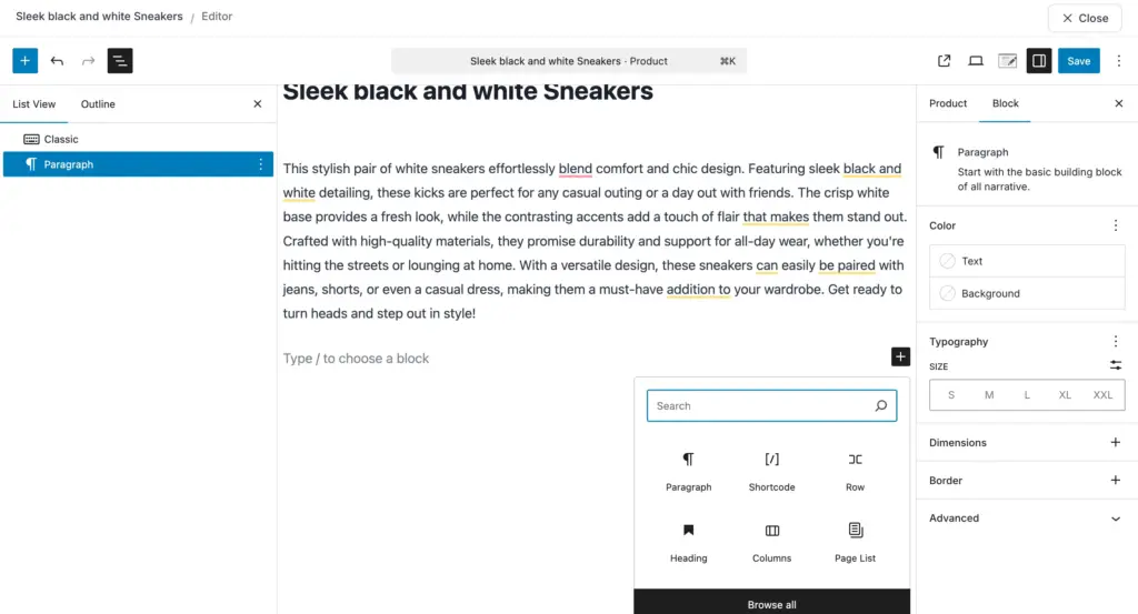 FluentCart Goutenberg Editor