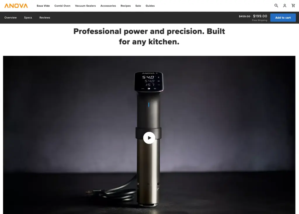 Anova product page- Showing Product videos
