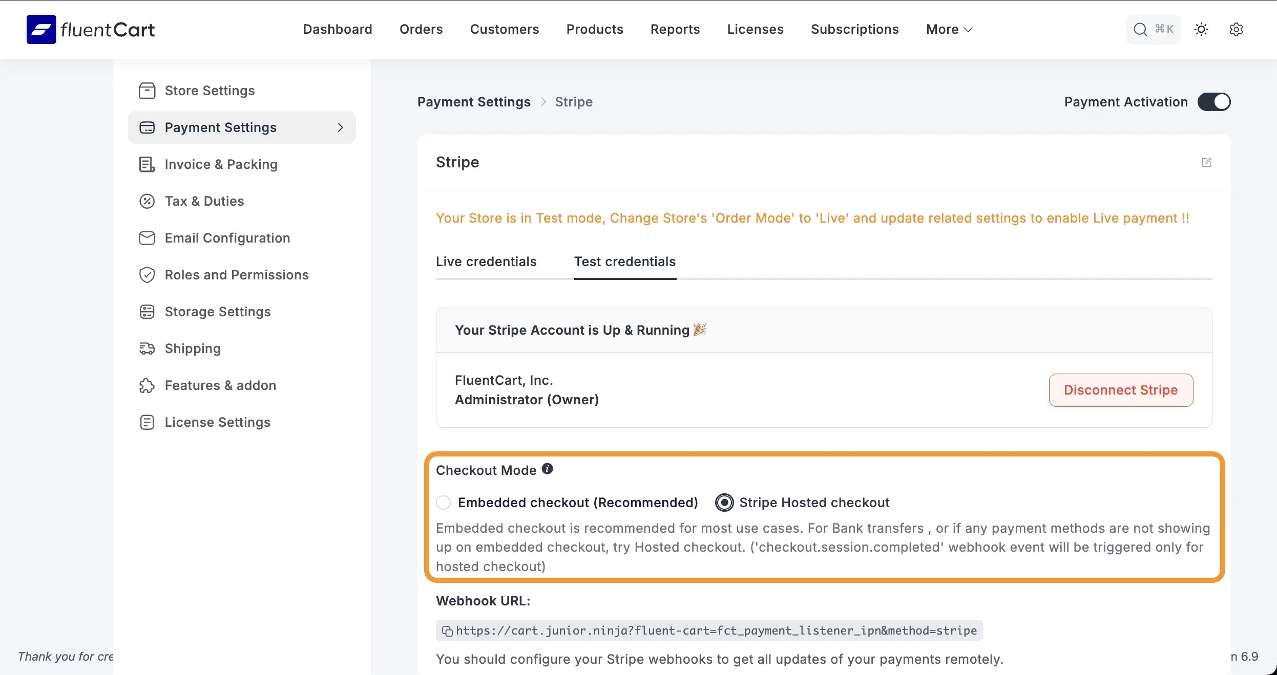 Stripe Hosted Checkout
