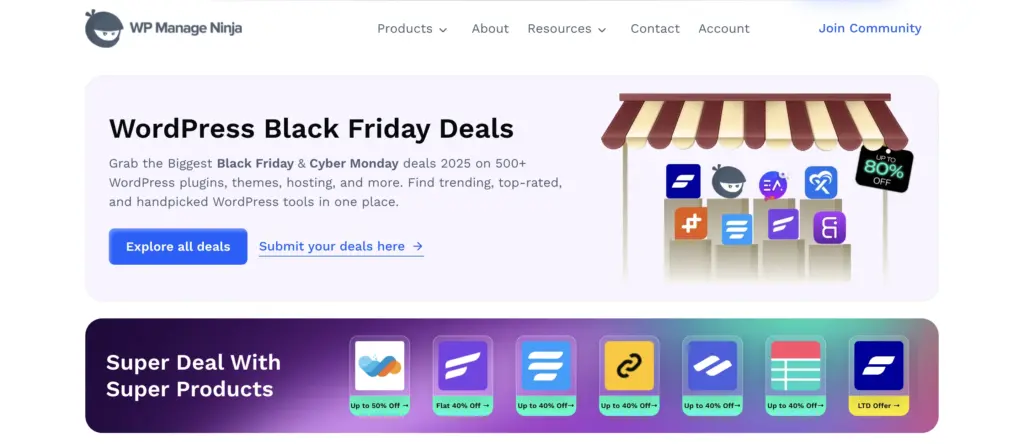 wordpress black friday cyber monday deal listing