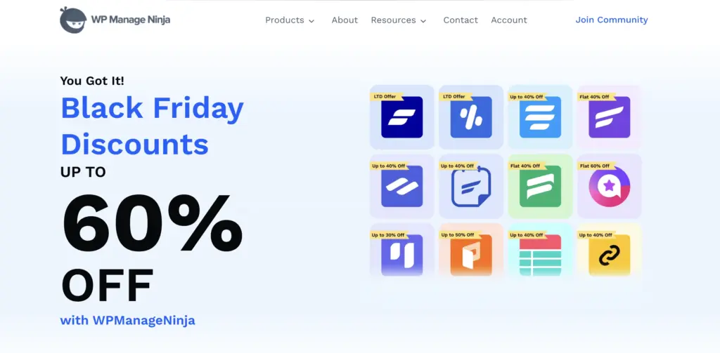 wpmanageninja wordpress black friday cyber monday deal, wpmanageninja deal, black friday deal, cyber monday deal, wordpress deals