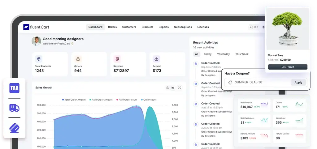 FluentCart reporting for eCommerce Accounting