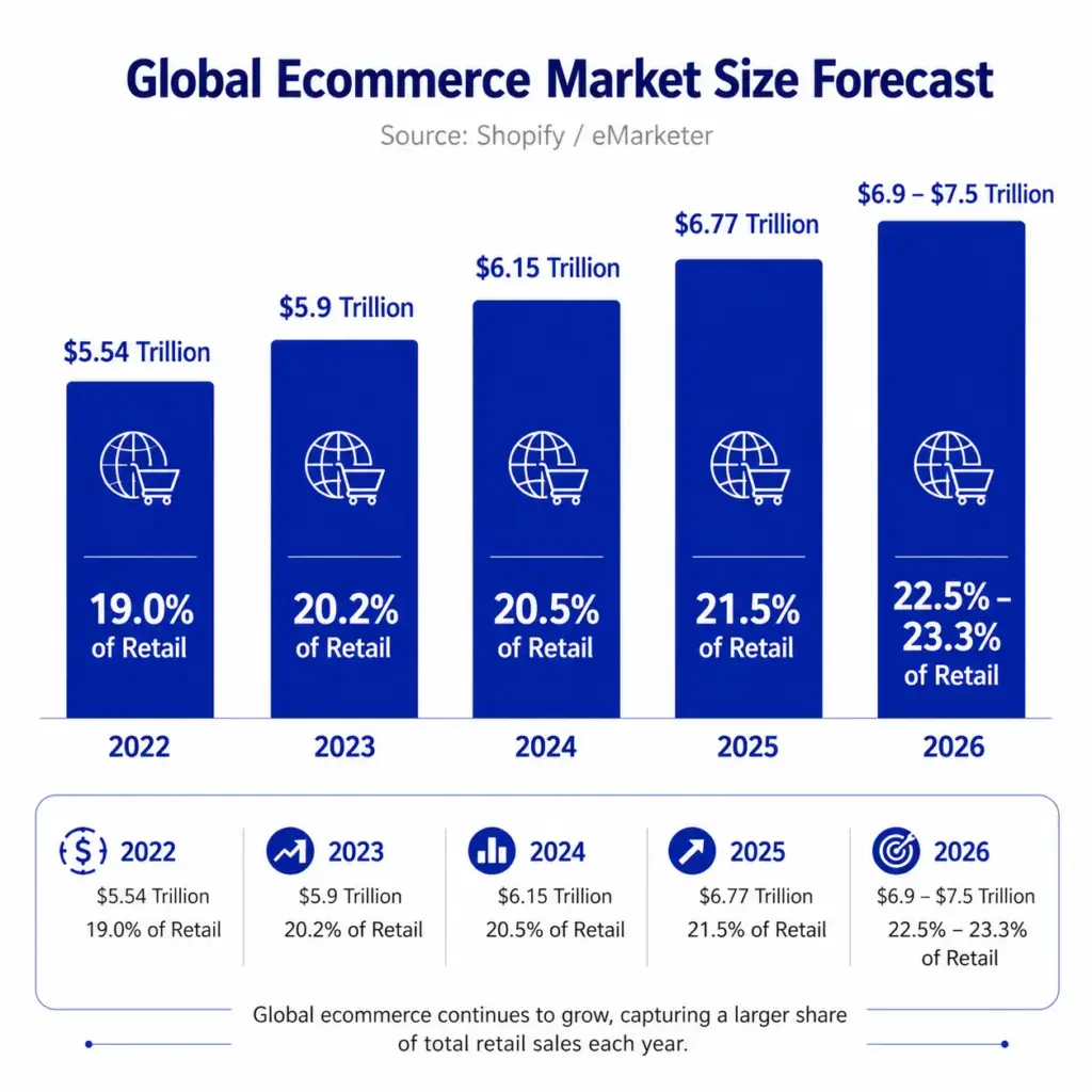 Global eCommerce market size forecast, fluent cart blog