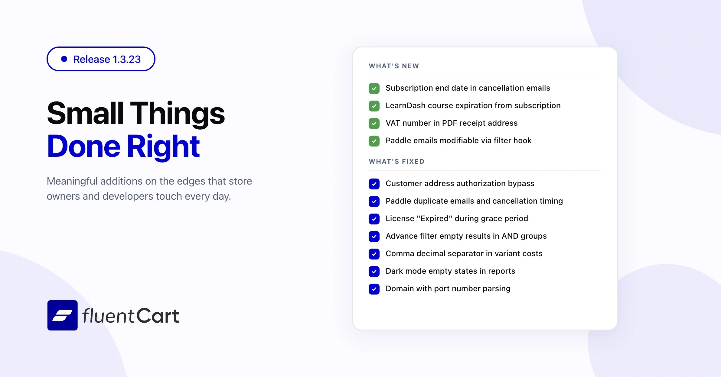 Image showing FluentCart 1.3.23 releases