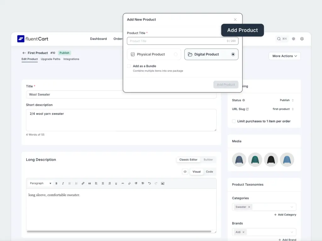 FluentCart Product Add