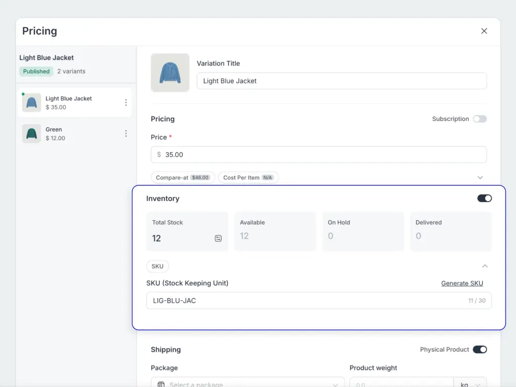 FluentCart Product Inventory