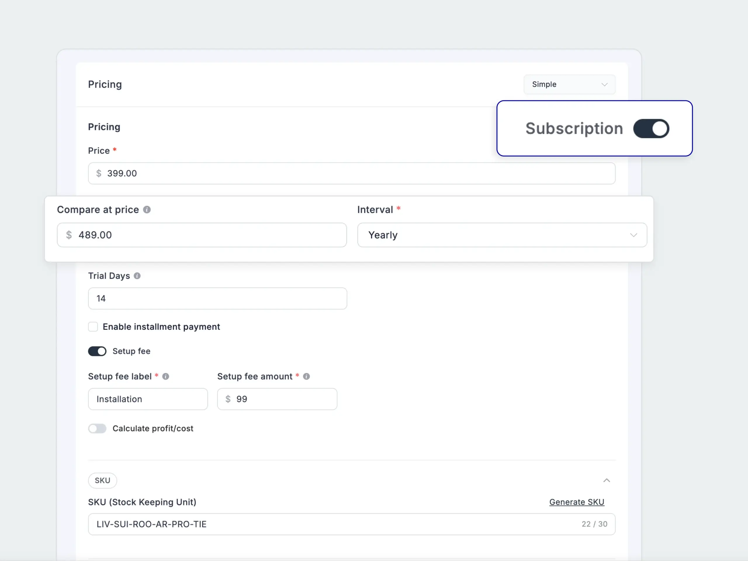 FluentCart Subscription Setup