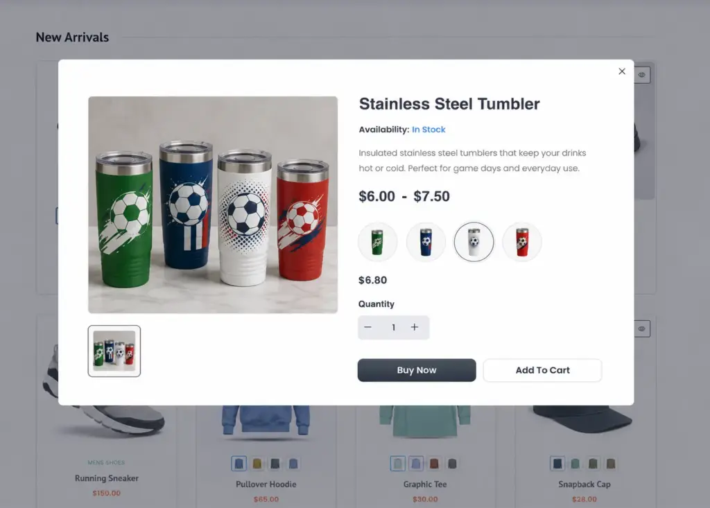 Example sports store, FluentCart