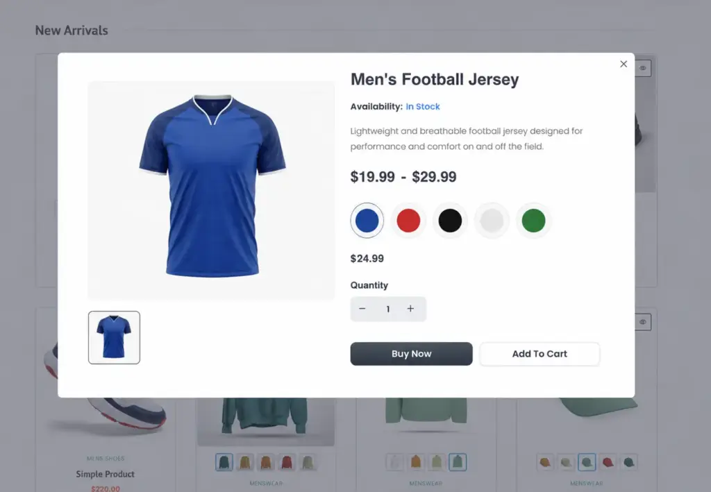 FluentCart, Modern e-commerce product modal interface