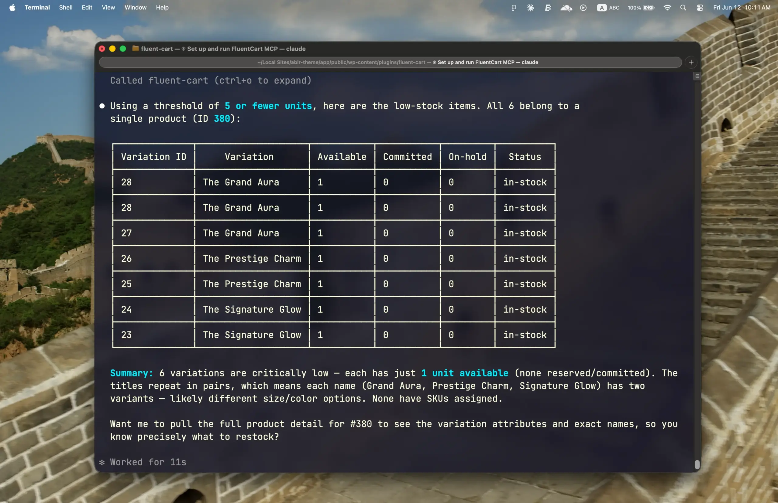 FluentCart MCP Output