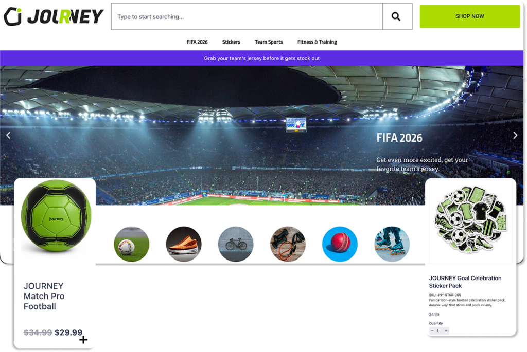sports store example made with fluentcart