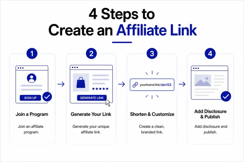 4 steps to create an affiliate link, FluentCart Blog