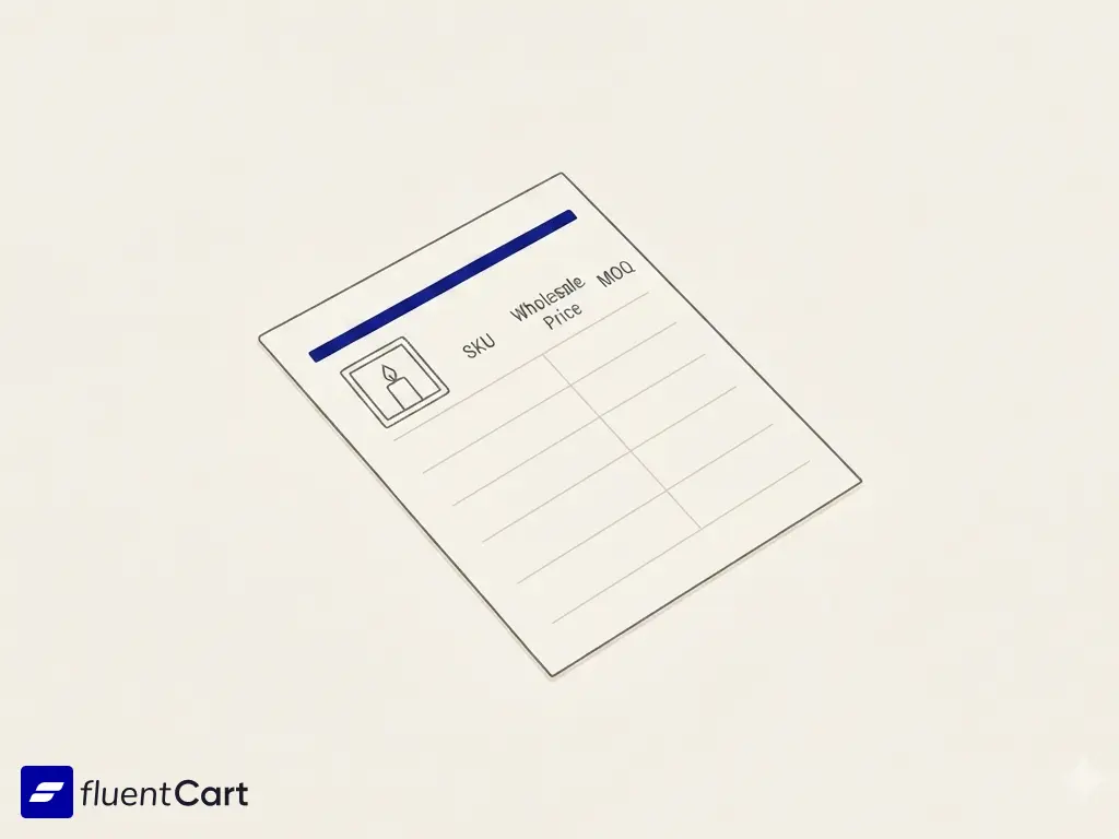 A basic wholesale line sheet mockup