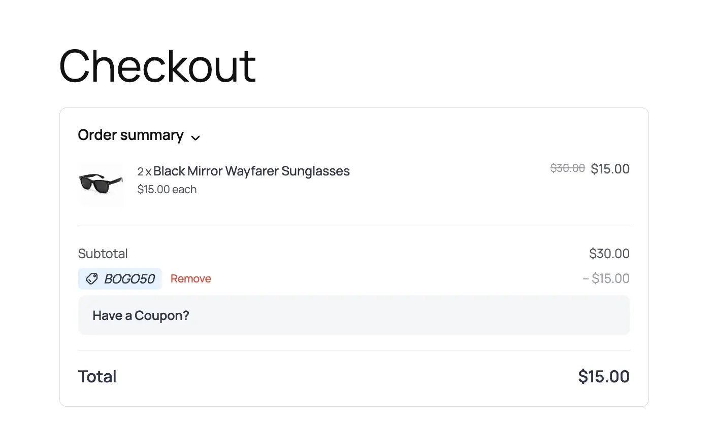 Coupon applied on storefront