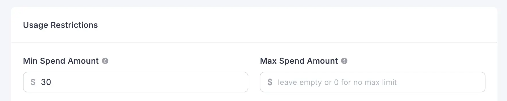 Setting minimum option on coupons on FluentCart