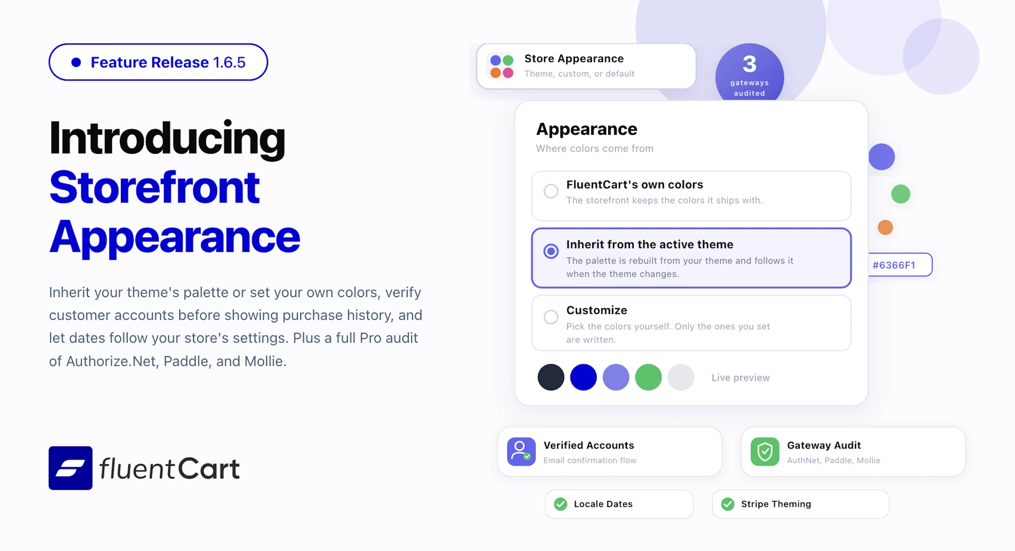 FluentCart 1.6.5 storefront appearance settings and gateway audit