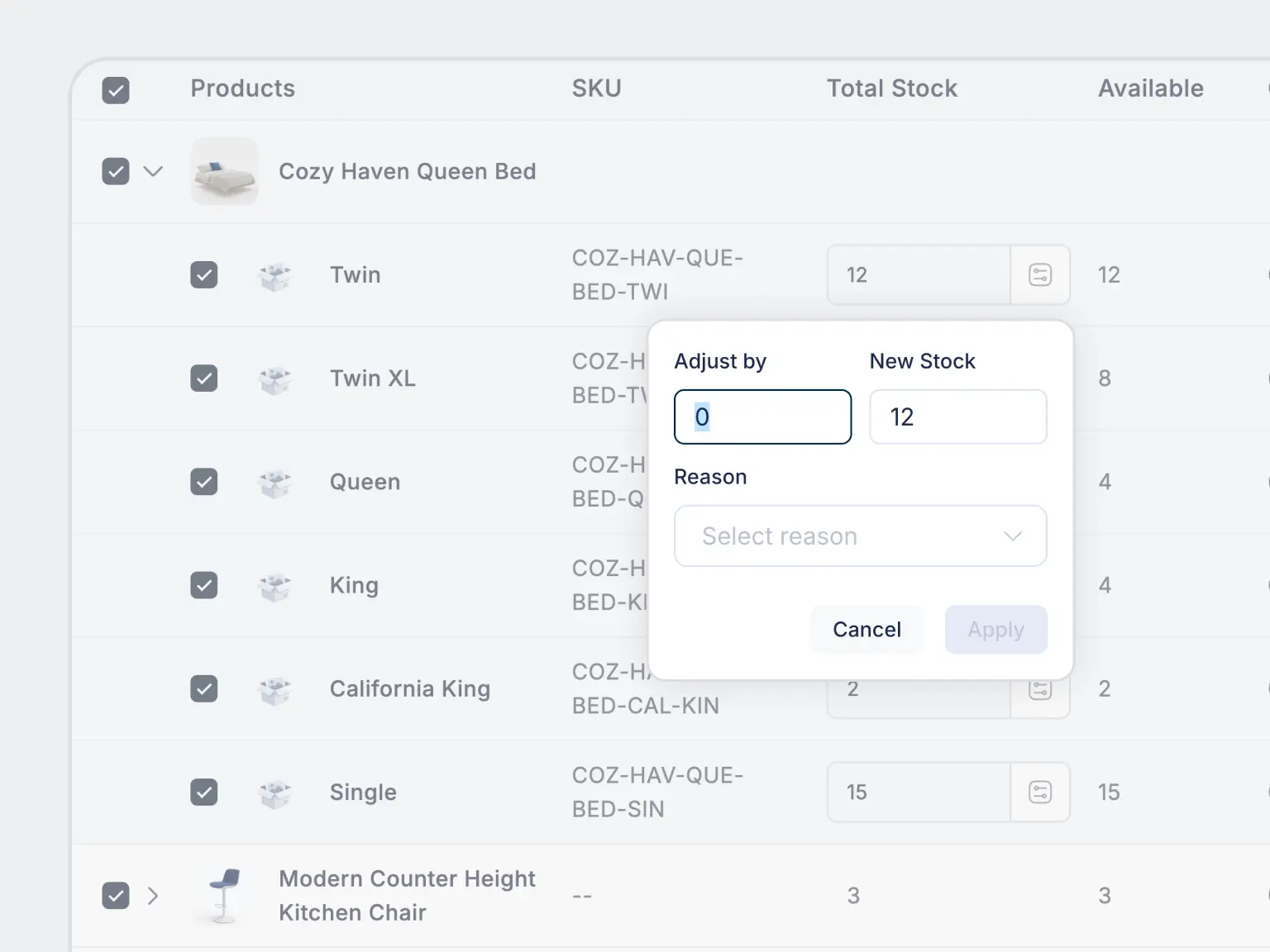 Adjust Stock Without the Spreadsheet