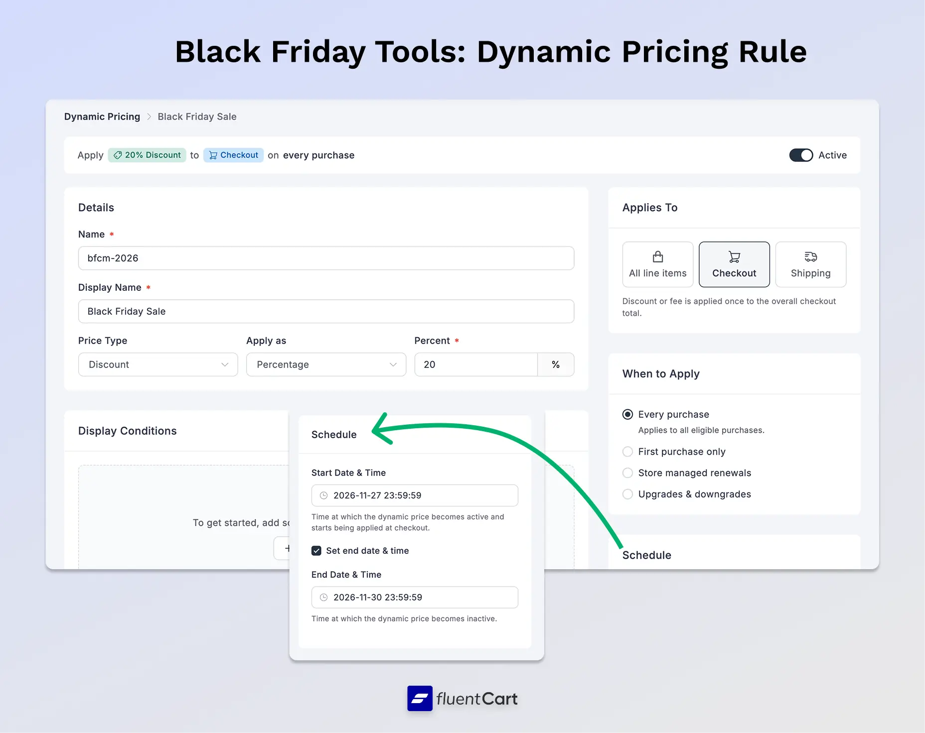 Dynamic Pricing Rule, FluentCart 