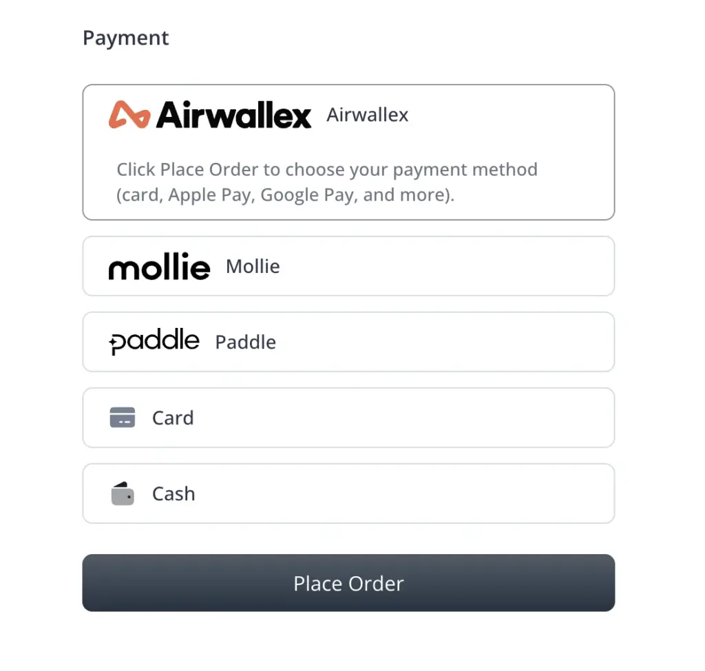 Airwallex as a payment method at FluentCart checkout